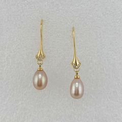 Bông Tai Ngọc Trai Tự Nhiên Móc Câu Chân Móc Hoạ Tiết Tính Đá Zircon MADAME HIEN PEARLS BTG072