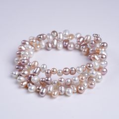 Vòng Tay Ngọc Trai Hạt Baroque Dạng Còng Cứng 3 Lớp Nhiều Màu Sắc MADAME HIEN PEARLS Cho Nữ VTB071
