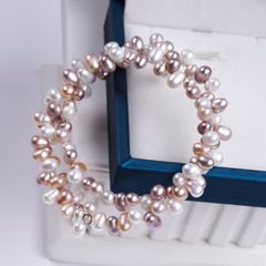 Vòng Tay Ngọc Trai Hạt Baroque Dạng Còng Cứng 3 Lớp Nhiều Màu Sắc MADAME HIEN PEARLS Cho Nữ VTB071