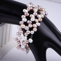 Vòng Tay Ngọc Trai Hạt Baroque Dạng Còng Cứng 3 Lớp Nhiều Màu Sắc MADAME HIEN PEARLS Cho Nữ VTB071