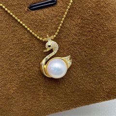 Vòng cổ Bạc 925 Mặt Hình Thiên Nga Ngọt Ngào Dễ Thương Ngọc trai tự nhiên MN011