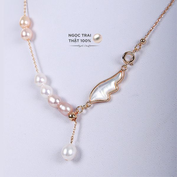 Vòng cổ Ngọc Trai Tự Nhiên Cánh Thiên Thần Phong Cách Baroque MADAME HIEN PEARLS Đơn Giản MG003
