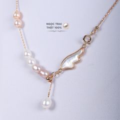 Vòng cổ Ngọc Trai Tự Nhiên Cánh Thiên Thần Phong Cách Baroque MADAME HIEN PEARLS Đơn Giản MG003