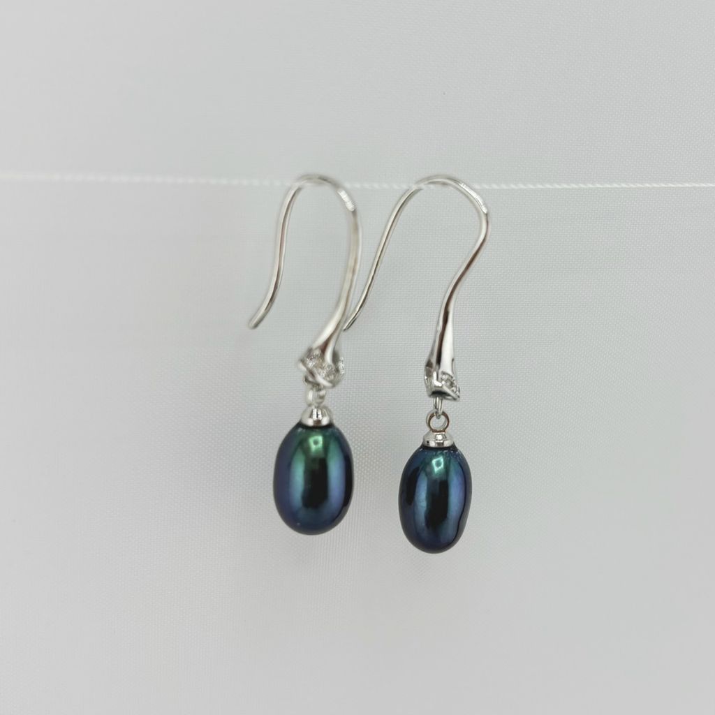 Bông Tai Ngọc Trai Tự Nhiên Móc Câu Chân Móc Hoạ Tiết Tính Đá Zircon MADAME HIEN PEARLS BTG072