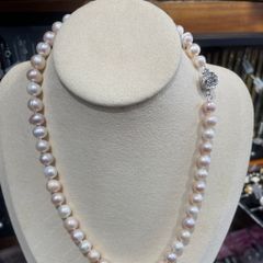 Vòng Cổ Ngọc Trai Nước Ngọt Tự Nhiên 8-9mm Dây Chuyền Xương Đòn Khóa Hoa Hồng MADAME HIEN PEARLS Cho Nữ CT012