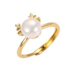 Nhẫn Đính Ngọc Trai Tự Nhiên Freesize Thời Trang Cá Tính Dáng Hưu Rừng MADAME HIEN PEARLS Cho Nữ NN006