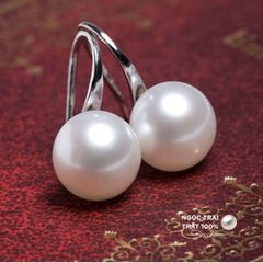 Bông Tai MADAME HIEN PEARL Hạt trai trắng 8-9mm AAA Vàng 14k dáng gót giày YM003