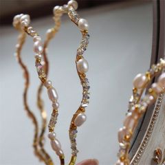 Cài Tóc Kết Ngọc Trai Tự Nhiên Kiểu Dáng Uốn Lượn Phối Đá Lấp Lánh MADAME HIEN PEARLS PKT007