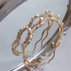 Cài Tóc Kết Ngọc Trai Tự Nhiên Kiểu Dáng Uốn Lượn Phối Đá Lấp Lánh MADAME HIEN PEARLS PKT007