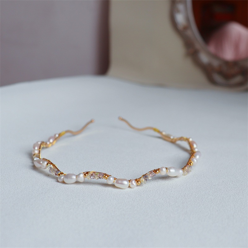 Cài Tóc Kết Ngọc Trai Tự Nhiên Kiểu Dáng Uốn Lượn Phối Đá Lấp Lánh MADAME HIEN PEARLS PKT007