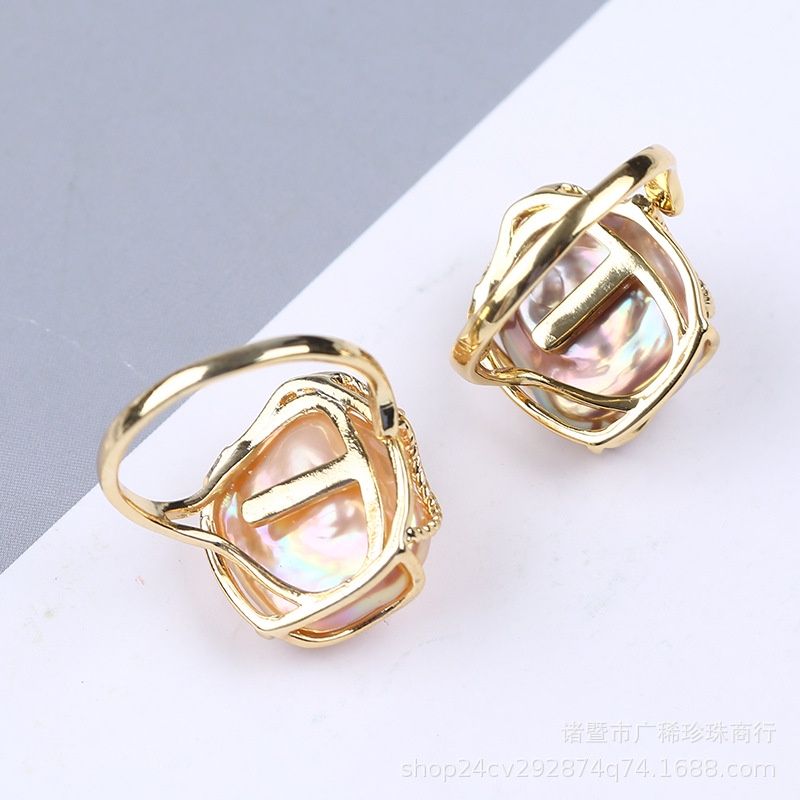 Nhẫn Nghệ Thuật Hợp Kim Đính Ngọc Trai Baroque MADAME HIEN PEARLS Cá Tính NB002