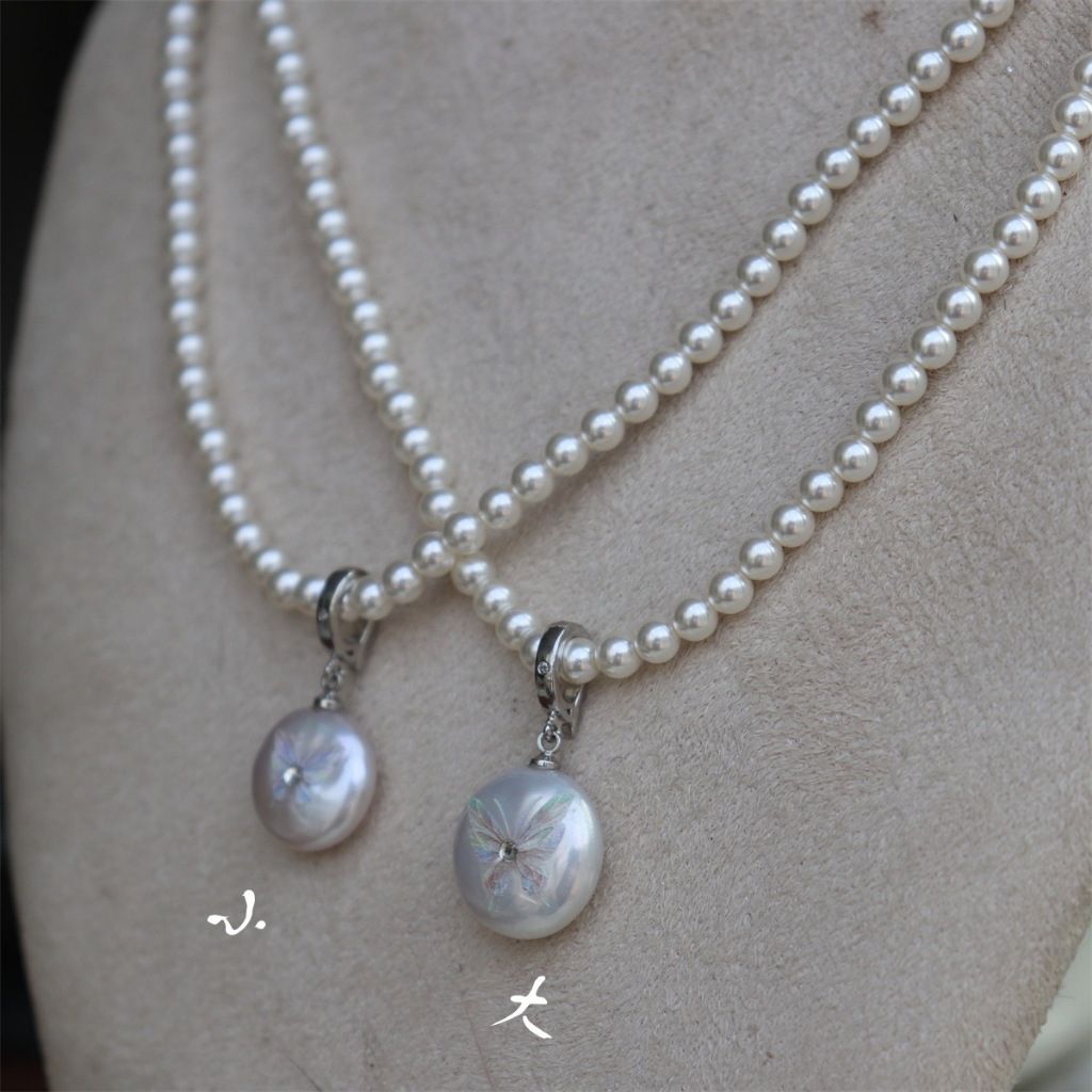 Vòng Cổ Mặt Dây Chuyền Mặt Ngọc Trai Tự Nhiên Baroque In Hình Bướm MADAME HIEN PEARLS MB027
