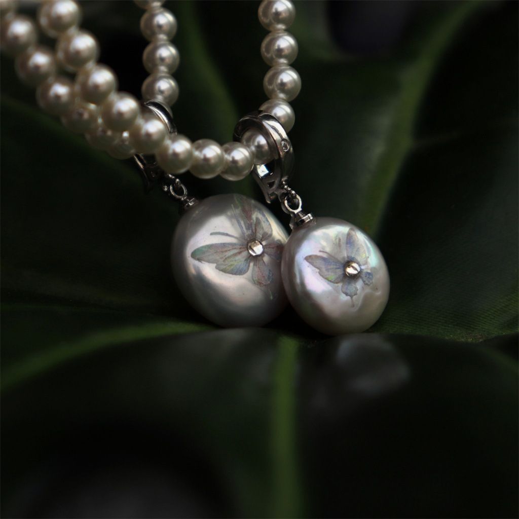 Vòng Cổ Mặt Dây Chuyền Mặt Ngọc Trai Tự Nhiên Baroque In Hình Bướm MADAME HIEN PEARLS MB027