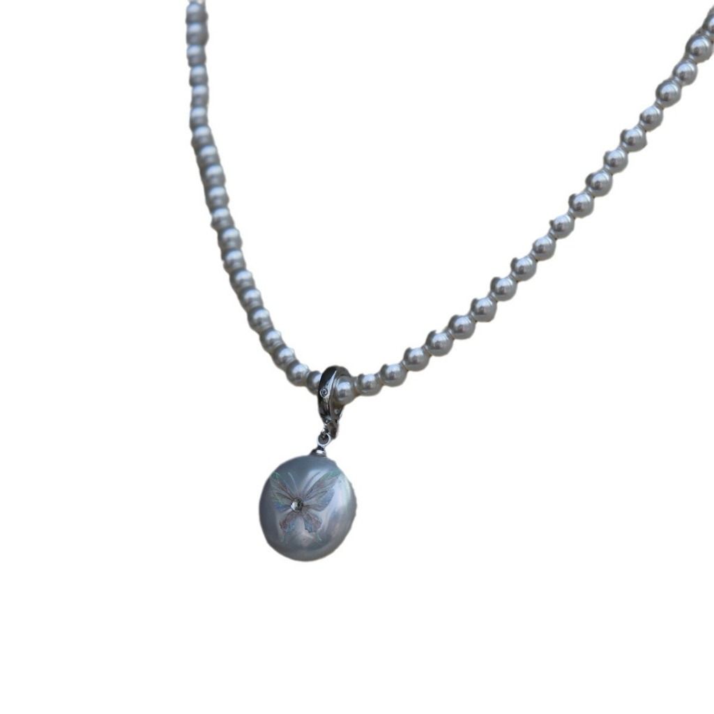 Vòng Cổ Mặt Dây Chuyền Mặt Ngọc Trai Tự Nhiên Baroque In Hình Bướm MADAME HIEN PEARLS MB027