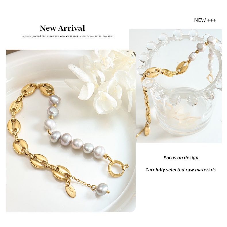 Vòng Tay Ngọc Trai Tự Nhiên Phong Cách Âu Mỹ Cá Tính Unisex Nam Nữ VTB027