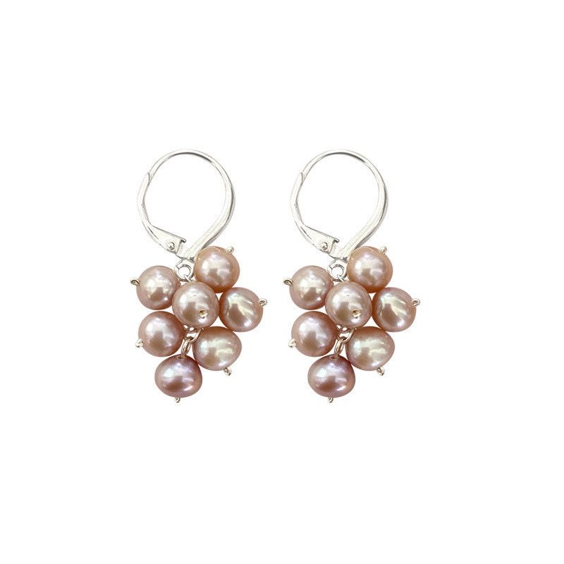 Bông Tai Ngọc Trai Tự Nhiên Khoá Tròn Đính Ngọc Trai Kiểu Chùm Nho MADAME HIEN PEARLS Cho Nữ BTN230