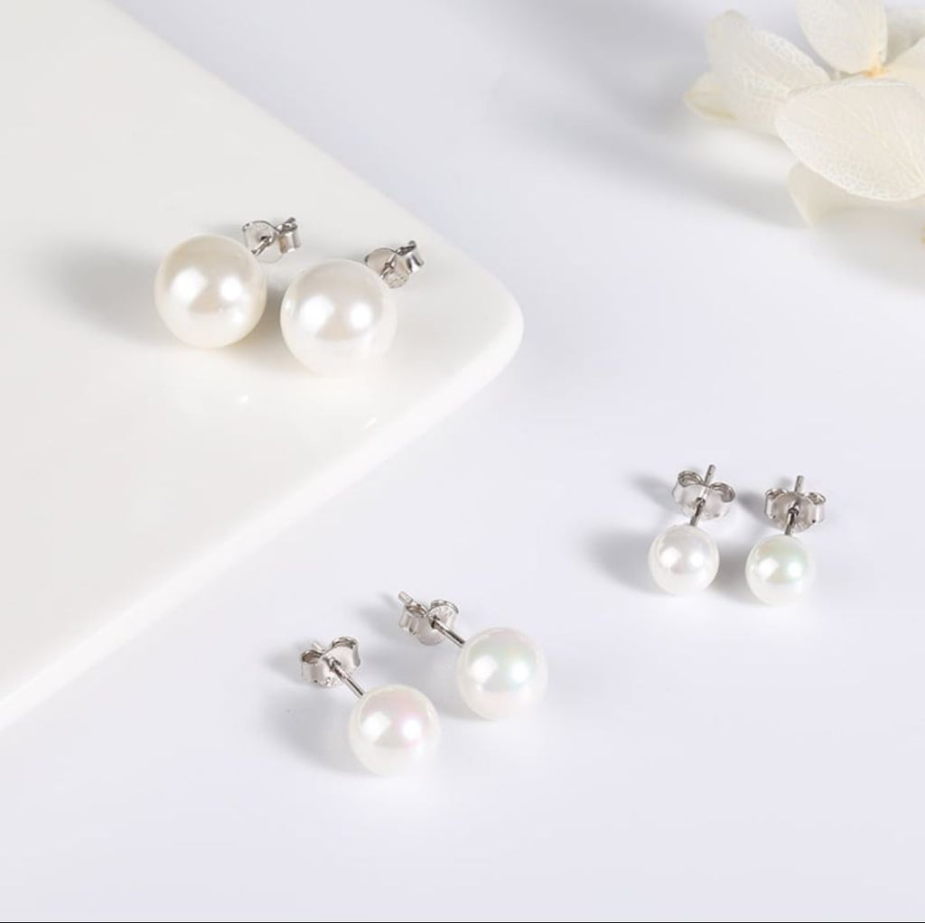 Bông Tai Bạc Ý s925 Đính 1 Hạt Ngọc Trai Tự Nhiên 4-6mm Tối Giản MADAME HIEN PEARLS Cho Nữ BTT051