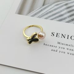 Nhẫn Ngọc Trai Tự Nhiên Mặt Bướm Xà Cừ Vỏ Bầu Ngư Điệu Đà Nữ Tính MADAME HIEN PEARLS NN087