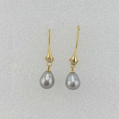 Bông Tai Ngọc Trai Tự Nhiên Móc Câu Chân Móc Hoạ Tiết Tính Đá Zircon MADAME HIEN PEARLS BTG072