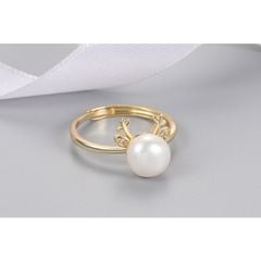 Nhẫn Đính Ngọc Trai Tự Nhiên Freesize Thời Trang Cá Tính Dáng Hưu Rừng MADAME HIEN PEARLS Cho Nữ NN006