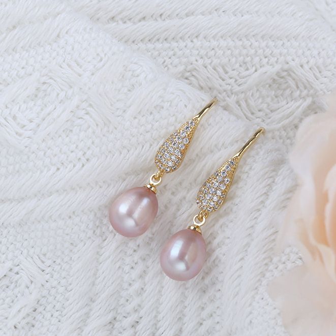 Bông Tai Ngọc Trai MADAME HIEN PEARLS Phối Đá quý phái, sắc màu tươi mới BTG004