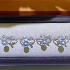 Nhẫn Hở Mạ Hình Nơ Đính Ngọc Trai Tự Nhiên MADAME HIEN PEARLS Freesize NN051