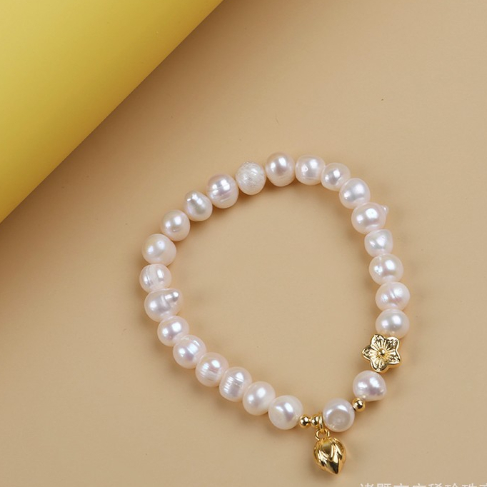 Vòng Tay Ngọc Trai Tự Nhiên Đính Cham Hoa Mai Phối Tua Rua Búp Sen MADAME HIEN PEARLS Cho Nữ VTT098