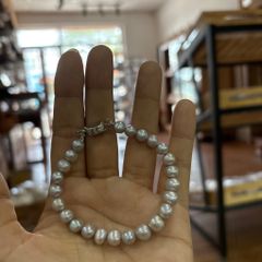 [Kèm Kiểm Định] Set Bộ Trang Sức Ngọc Trai Xám Tròn Tự Nhiên 7-8mm Gồm Vòng cổ và Vòng Tay MADAME HIEN PEARLS SCT025