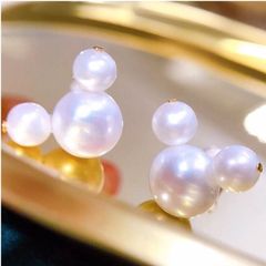 Ngọc Trai Bạc s925 Đính Ngọc Trai Tự Nhiên Mickey MADAME HIEN PEARLS Dễ Thương Cho Nữ BTT092