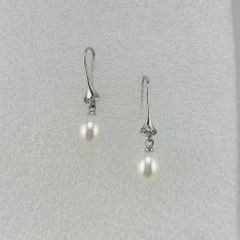 Bông Tai Ngọc Trai Tự Nhiên Móc Câu Chân Móc Hoạ Tiết Tính Đá Zircon MADAME HIEN PEARLS BTG072