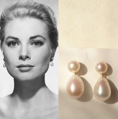 Bông Tai Bạc 925 Mạ vàng Đính Ngọc Trai Giọt Nước Thời Trang Cho Nữ BTG033TR