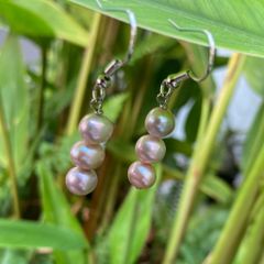 Bông Tai Móc Bạc 3 Hạt Ngọc Trai Nước Ngọt Tự Nhiên 7-8mm MADAME HIEN PEARLS BTT029