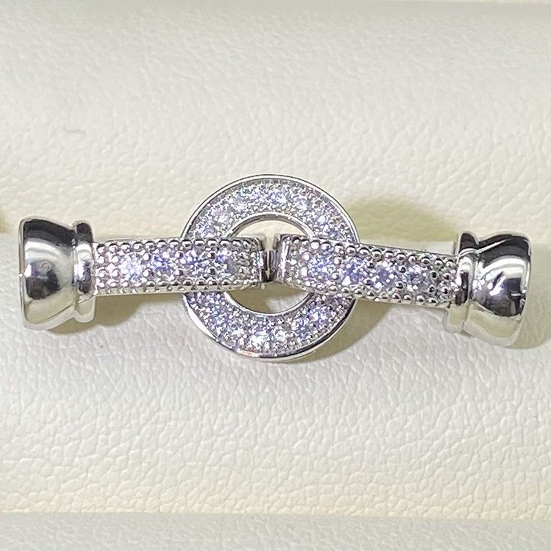Khóa Cài Mặt Dây Chuyền Dây Tay Kẹp Nối Mạ Vàng 14k Mặt Tròn Dây Kẹp Đính Đá MADAME HIEN PEARLS
