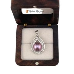 Mặt Dây Chuyền Ngọc Trai Tự Nhiên phối khung giọt nước Pha Lê Size Lớn 10-11mm MN022