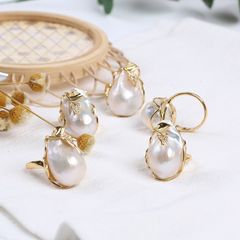 Nhẫn Nghệ Thuật Hợp Kim Đính Trai Xà Cừ MADAME HIEN PEARLS Dáng trai Độc Đáo NB003