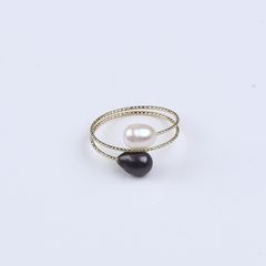 Nhẫn Ngọc Trai Hạt Xoài 5-6mm Thiết Kế Sang Trọng dáng hạt cơm đôi Tự Nhiên NG002