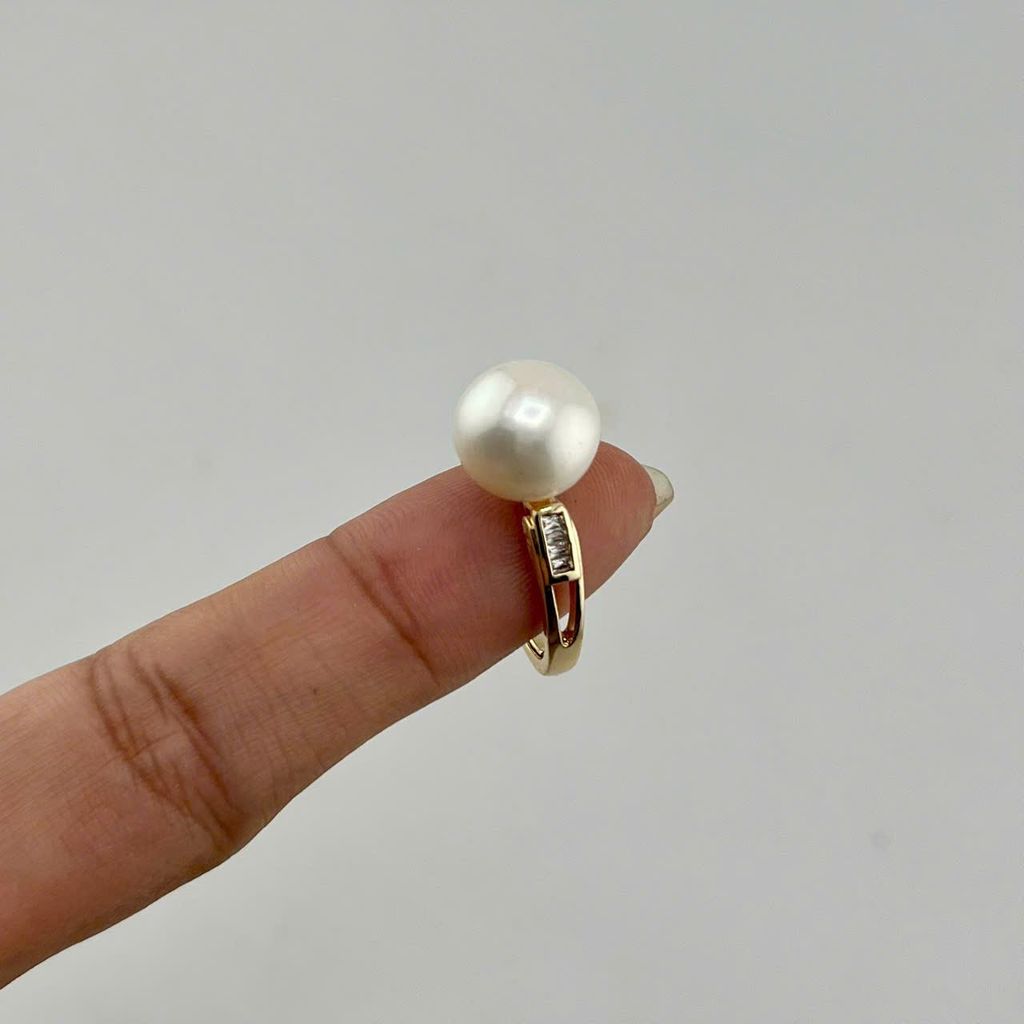 Nhẫn Ngọc Trai Tự Nhiên Hạt To Khủng Kiểu Dáng Tối Giản Sang Trọng MADAME HIEN PEARLS Cho Nữ NN139