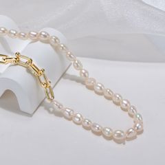 Vòng cổ Ngọc Trai Tự Nhiên Phối Chuỗi Thép Titan Thanh Lịch Nam Nữ MADAME HIEN PEARLS CG029