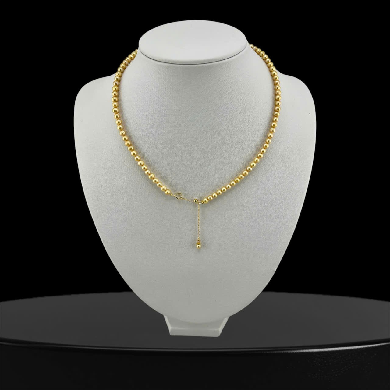 Vòng Cổ Ngọc Trai Akoya 4-4,5mm Vàng Tự Nhiên Khoá Tua Rua Dài Đính Hạt Ngọc Trai Nhỏ Xinh MADAME HIEN PEARLS Cho Nữ CT070