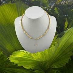 Vòng Cổ Ngọc Trai Akoya 4-4,5mm Vàng Tự Nhiên Khoá Tua Rua Dài Đính Hạt Ngọc Trai Nhỏ Xinh MADAME HIEN PEARLS Cho Nữ CT070