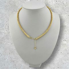 Vòng Cổ Ngọc Trai Akoya 4-4,5mm Vàng Tự Nhiên Khoá Tua Rua Dài Đính Hạt Ngọc Trai Nhỏ Xinh MADAME HIEN PEARLS Cho Nữ CT070