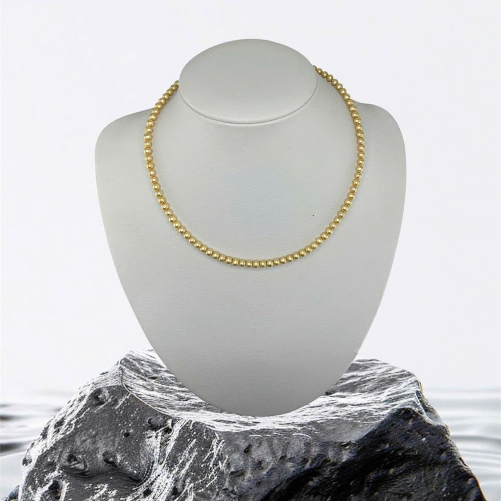 Vòng Cổ Ngọc Trai Akoya 4-4,5mm Vàng Tự Nhiên Khoá Tua Rua Dài Đính Hạt Ngọc Trai Nhỏ Xinh MADAME HIEN PEARLS Cho Nữ CT070