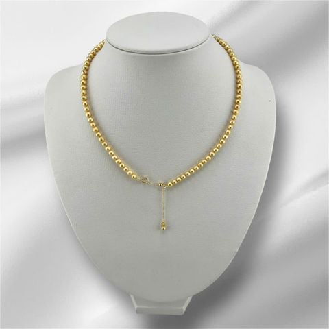 Vòng Cổ Ngọc Trai Akoya 4-4,5mm Vàng Tự Nhiên Khoá Tua Rua Dài Đính Hạt Ngọc Trai Nhỏ Xinh MADAME HIEN PEARLS Cho Nữ CT070