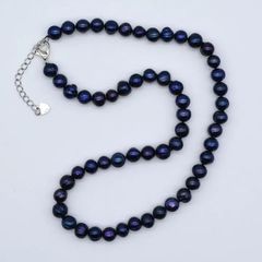 Bộ Set Ngọc Trai Đen Lông Công Gồm Vòng cổ + Vòng Tay Tự Nhiên 7mm Khoá Bạc Mạ Vàng MADAME HIEN PEARLS Cho Nữ