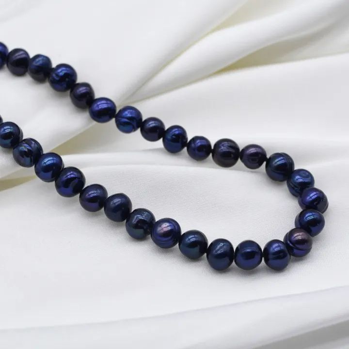 Bộ Set Ngọc Trai Đen Lông Công Gồm Vòng cổ + Vòng Tay Tự Nhiên 7mm Khoá Bạc Mạ Vàng MADAME HIEN PEARLS Cho Nữ