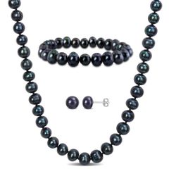 Bộ Set Ngọc Trai Đen Lông Công Gồm Vòng cổ + Vòng Tay Tự Nhiên 7mm Khoá Bạc Mạ Vàng MADAME HIEN PEARLS Cho Nữ
