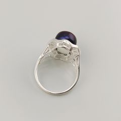 Nhẫn Bạc Ý s925 Đính Ngọc Trai Tự Nhiên 11mm Mặt To Tròn Đá Zircon Sang Trọng MADAME HIEN PEARLS BYNN004