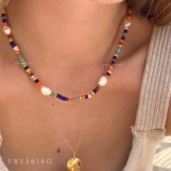 Vòng Cổ Ngọc Trai Baroque Tự Nhiên Phối Cườm Sắc Màu Bohemian Boho MADAME HIEN PEARLS Cho Con Gái Yêu CB018
