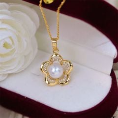 Bộ Set Ngọc Trai Dây chuyền + Nhẫn + Bông Tai Dáng Hoa Mai đáng yêu SPS020