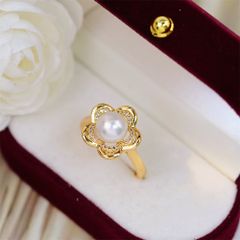 Bộ Set Ngọc Trai Dây chuyền + Nhẫn + Bông Tai Dáng Hoa Mai đáng yêu SPS020